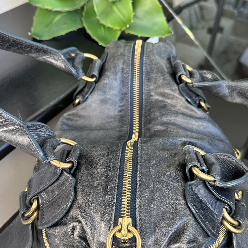Chloé genuine leather bay bag blue/gray coloring Top Handle large purse - Picture 10 of 13